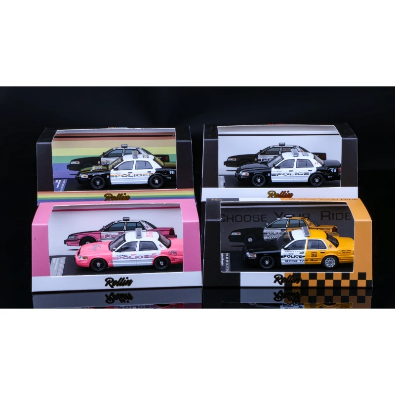 In stock 1:64 Crown CVPI Police Car Alloy Simulation Vehicle Model, Boy Toy Gift, Room Collection Decoration Item