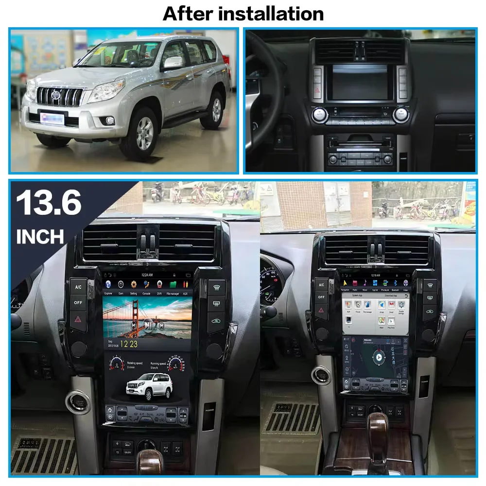 13.6 In Vertical Screen Android 13 Car Radio For Toyota Land Cruiser Prado 150 2010~2017 GPS Navigation Stereo Carplay Head Unit