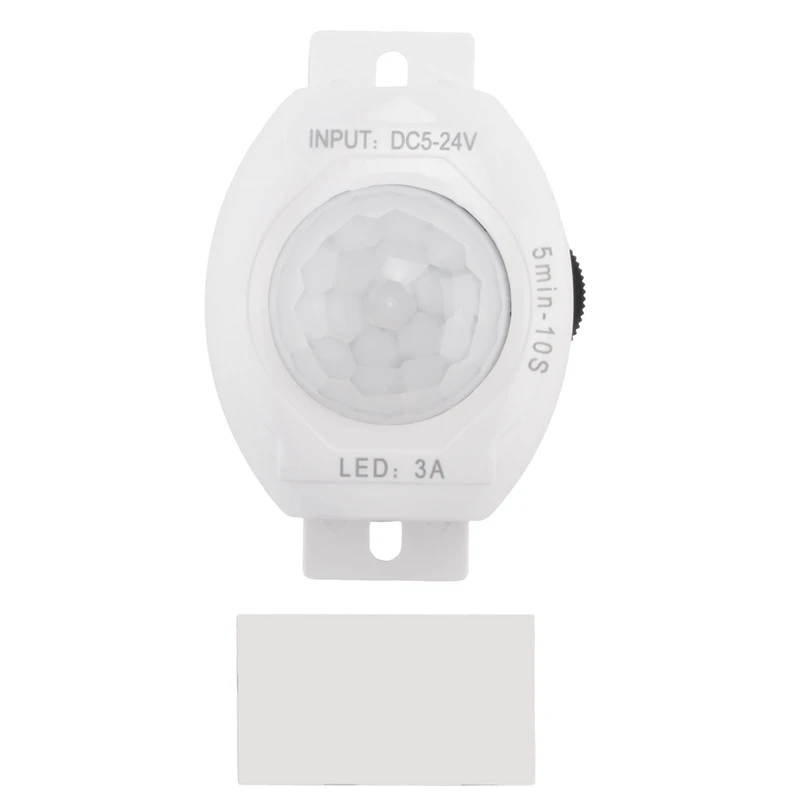 

PIR Infrared Motion Sensor Detector DC5-24V Auto On Off Timer Switch Home LED Light Body PIR Motion Sensor Lamp(White)