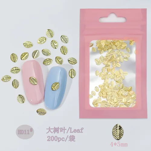 Imagen 2 del producto 200 Uds. Una variedad de dijes de Metal 3D dorados y plateados para decoración de uñas, accesorios para decoración de uñas, Material, herramientas de decoración de manicura