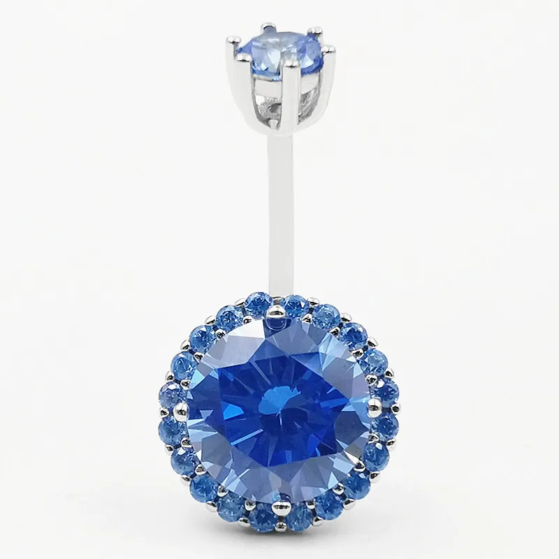 

Кольцо для живота из стерлингового серебра 925 пробы с синим круглым фианитом - Европейские украшения для пирсинга Baddie - Прямая продажа с фабрики