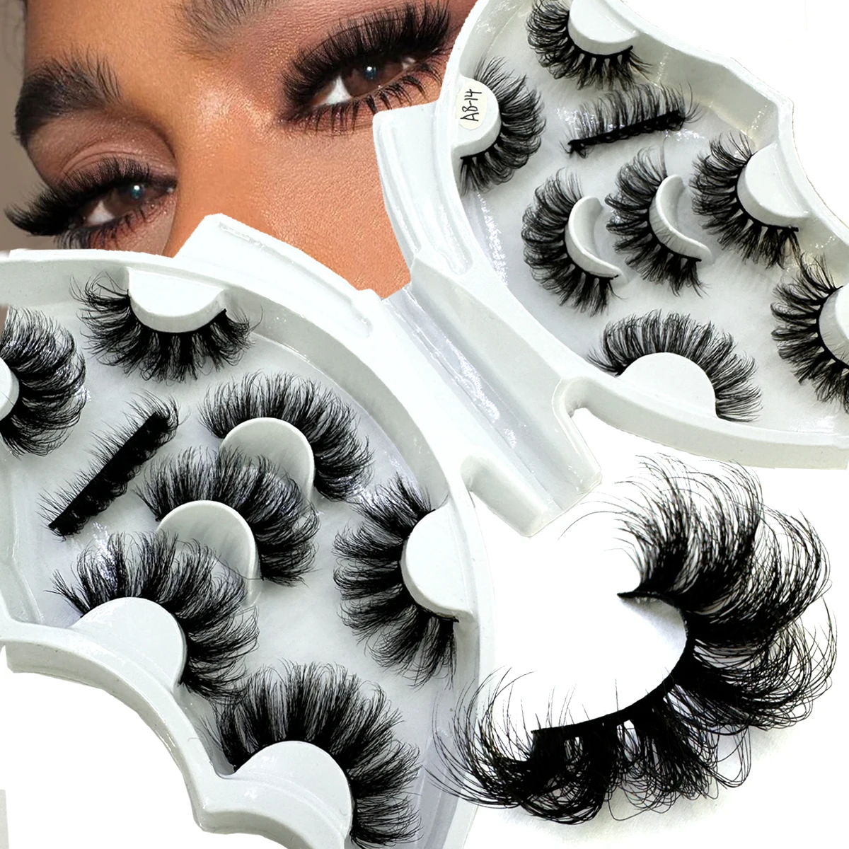 8 pairs of 3D artificial mink natural eyelashes handmade fluffy dramatic wise eyelashes long makeup eyelashes
