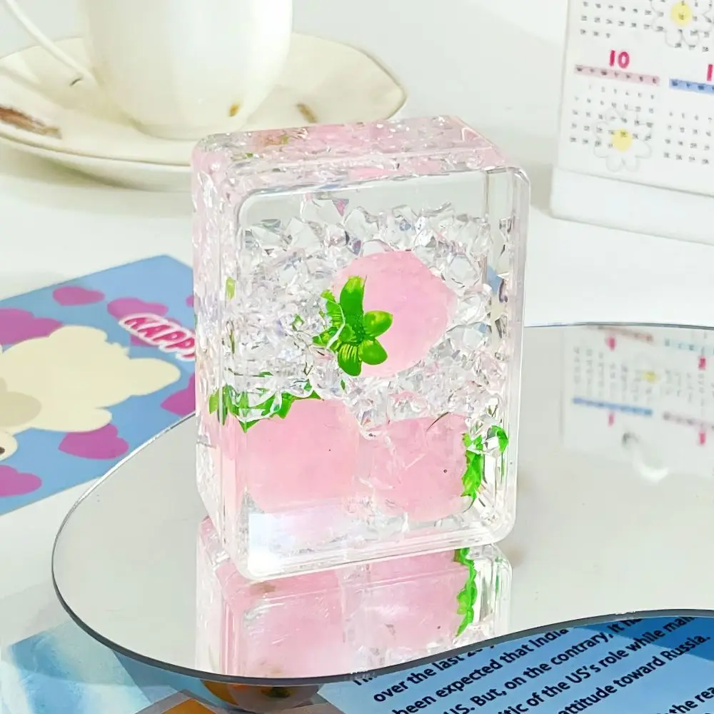 Ornamen Pasir Buah Transparan Bentuk Hati Infus dengan Ornamen Akrilik Minyak Ornamen Pasir Mengalir Minyak Lucu Persegi Panjang