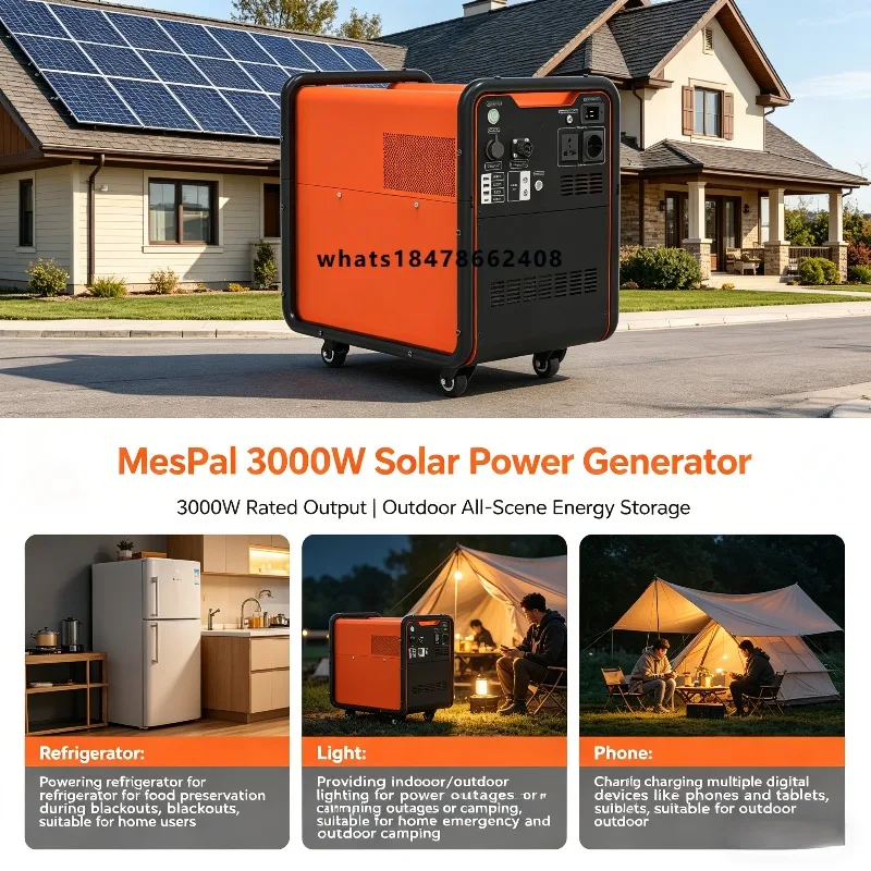 

4000W Portable Electric Solar Generator Power Station Solar System Battery