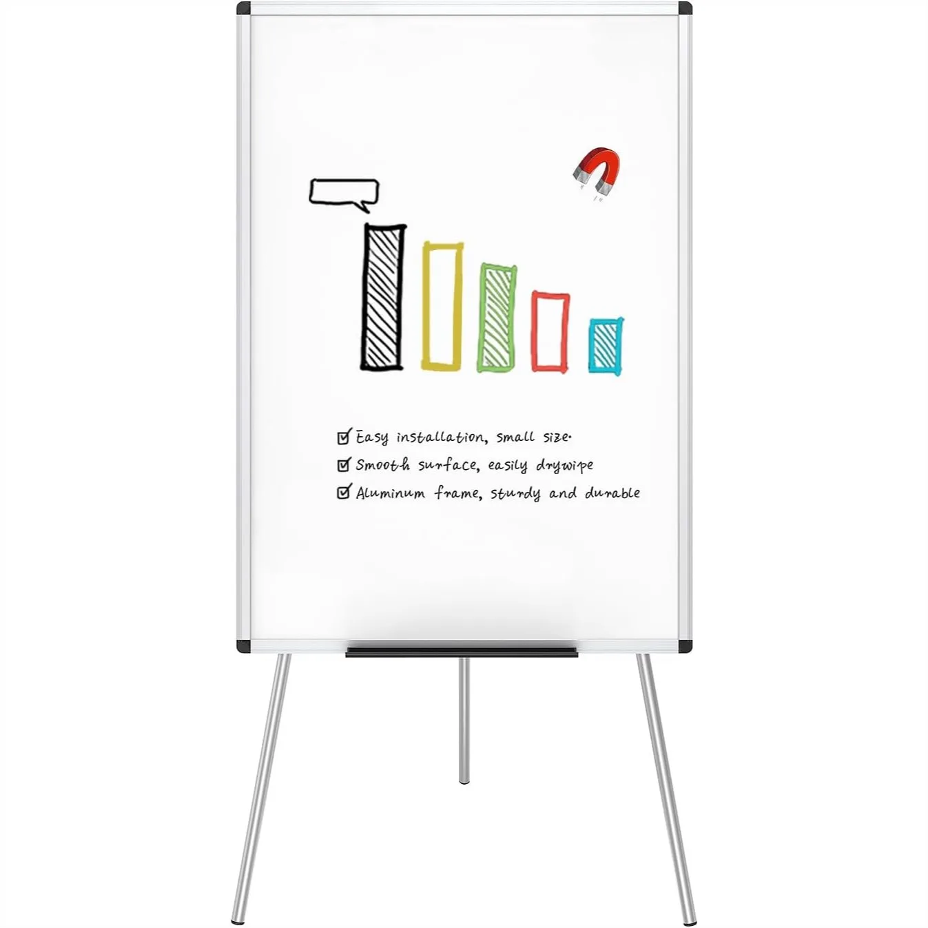 

Magnetic Portable Easel Dry Erase Board 24x36 Inches with Stand Tripod, Height Adjustable Whiteboard for Home Office Classroom