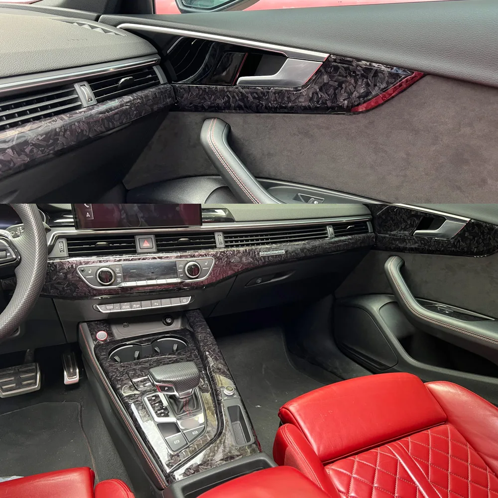 For Audi A4 A5 B9 2017-2022 Forged Carbon Fiber Pattern Interior DIY Trim Decals
