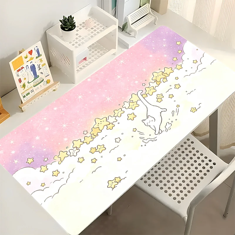 Mouse Pad Cute Cartoon Cat Office Desk Mat Gamer Computer Mousepad Pink Gaming Accessories kawaii Keyboard Pad Large Mausepad