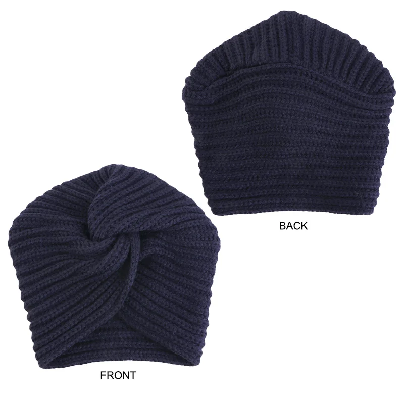 Autumn Winter Cross Knotted Knitted Turban Hats Thick Knit Hats Warm Beanies Chemo Cap For Women Ladies Headscarf Bonnet