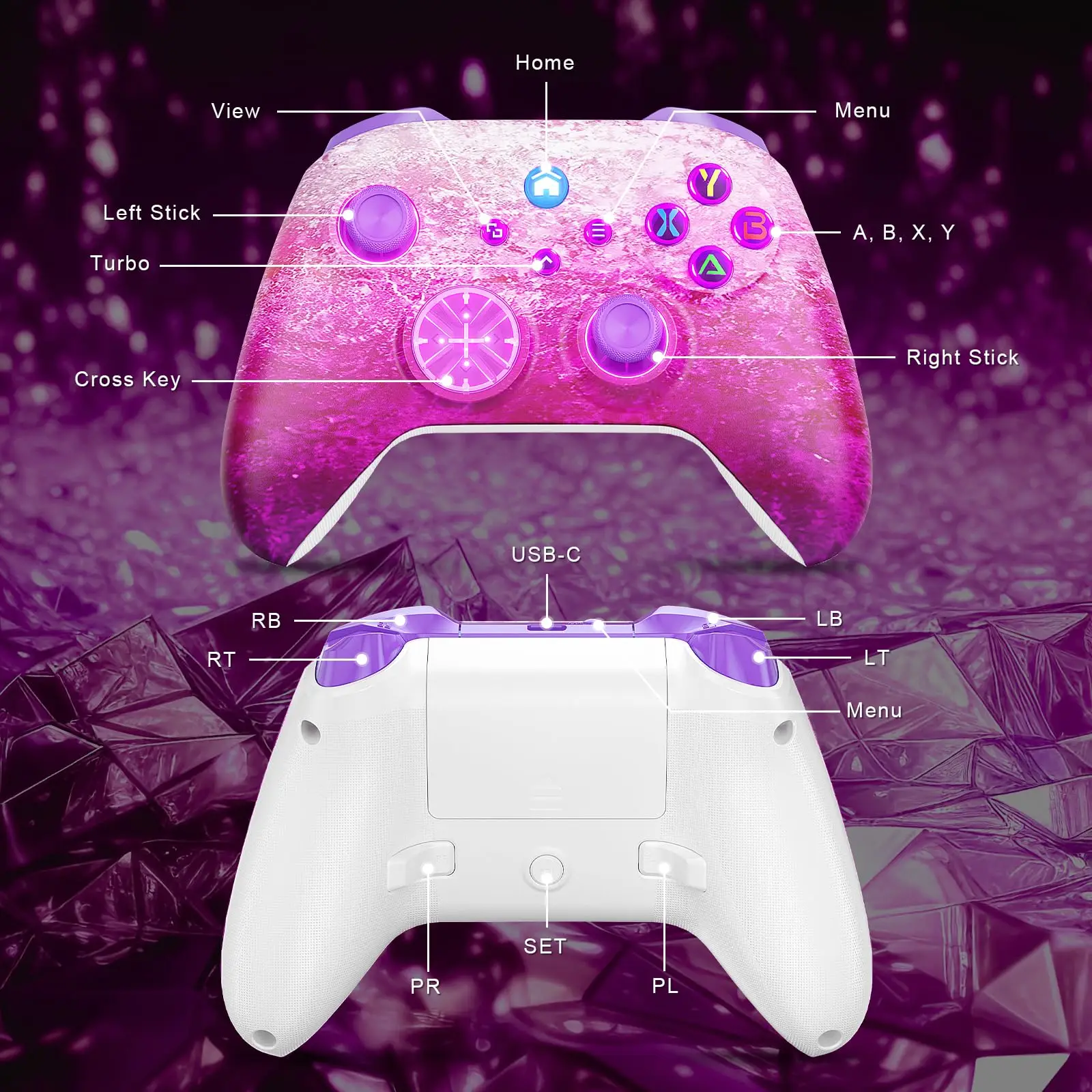 لوحة ألعاب WIFI لأجهزة for Xbox One، Xbox Seris S/X PC Dual Vibration 6-axis Gyro Hall Effect Trubo FUNC وحدة تحكم لاسلكية للألعاب