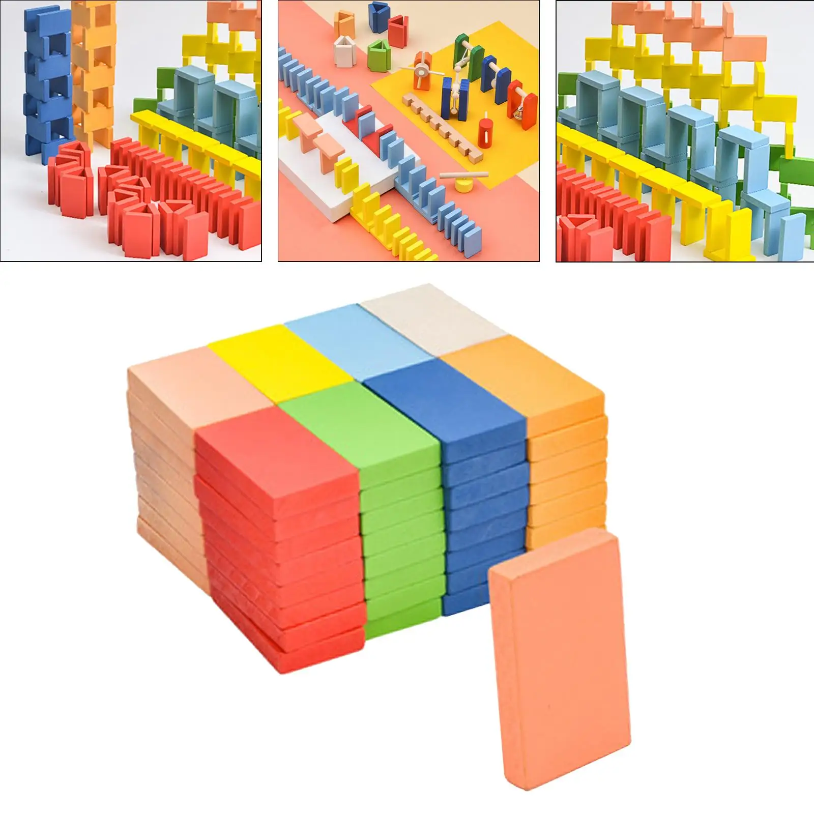 80x Colorful Wooden Building Blocks Kid Educational Toys Gift for Boys Girls