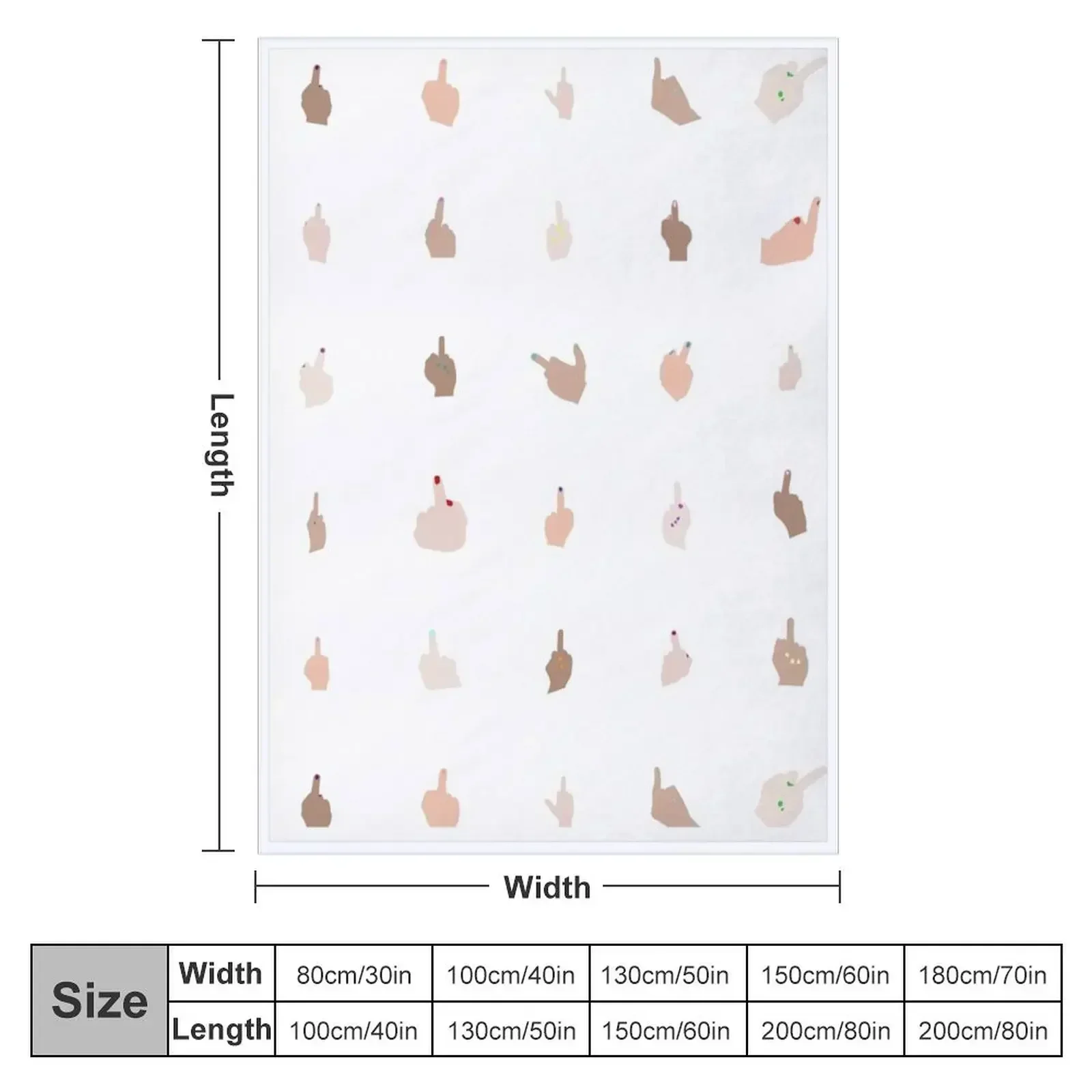 Middle Fingers With Colored Nails Throw Blanket couch cozy soft plush fuzzy picnic outdoor blanket