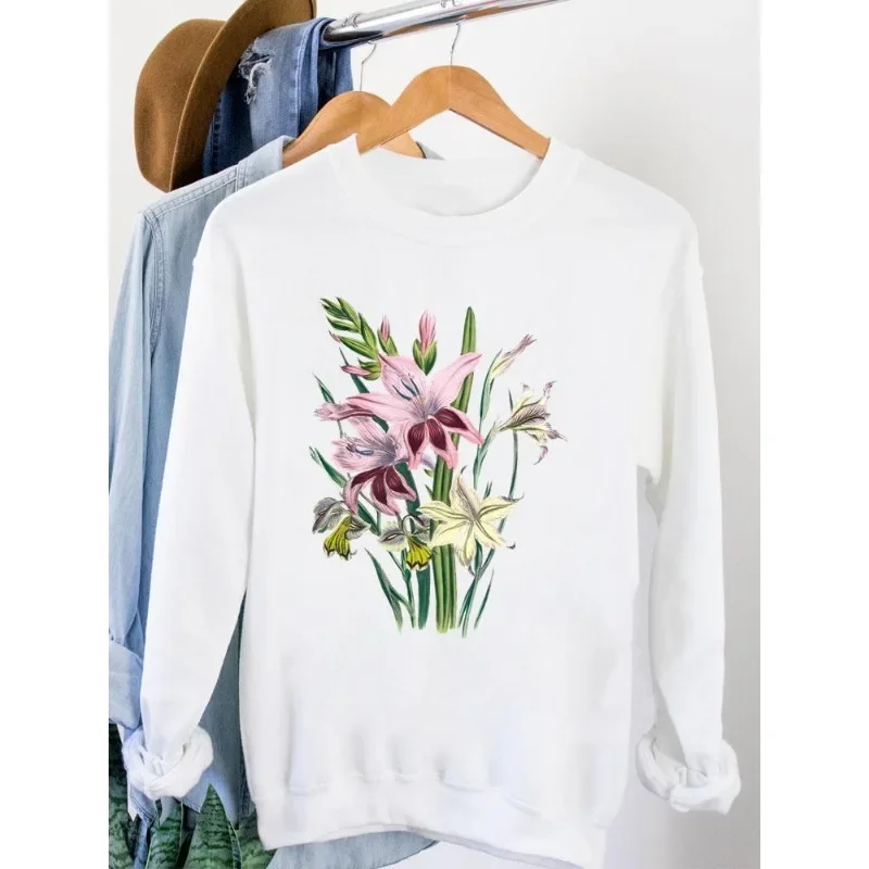 여성용 슬림핏 후드티 패션 해바라기 프린트 화이트 플라워 후드티 스웨트셔츠 스트리트웨어 여성