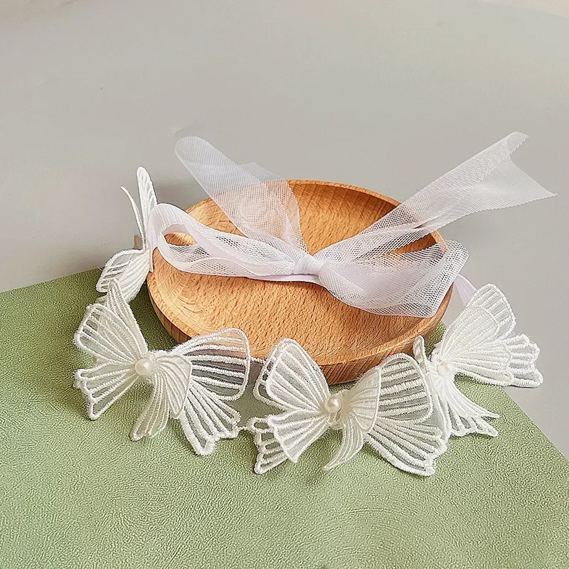 Newborn Baby Lace Headband Princess White Lace Headband Korean Spring and Summer Infant Headwear Headbands for Baby Girls