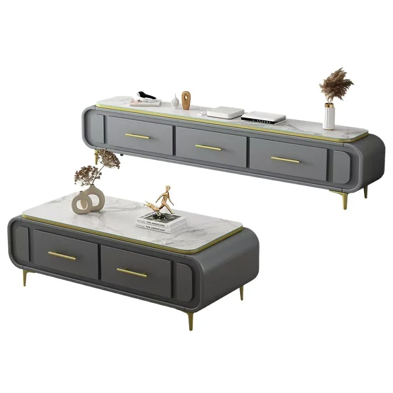 

Coffee table TV cabinet combination living room household modern simple whole tea table small apartment soft bag light luxury