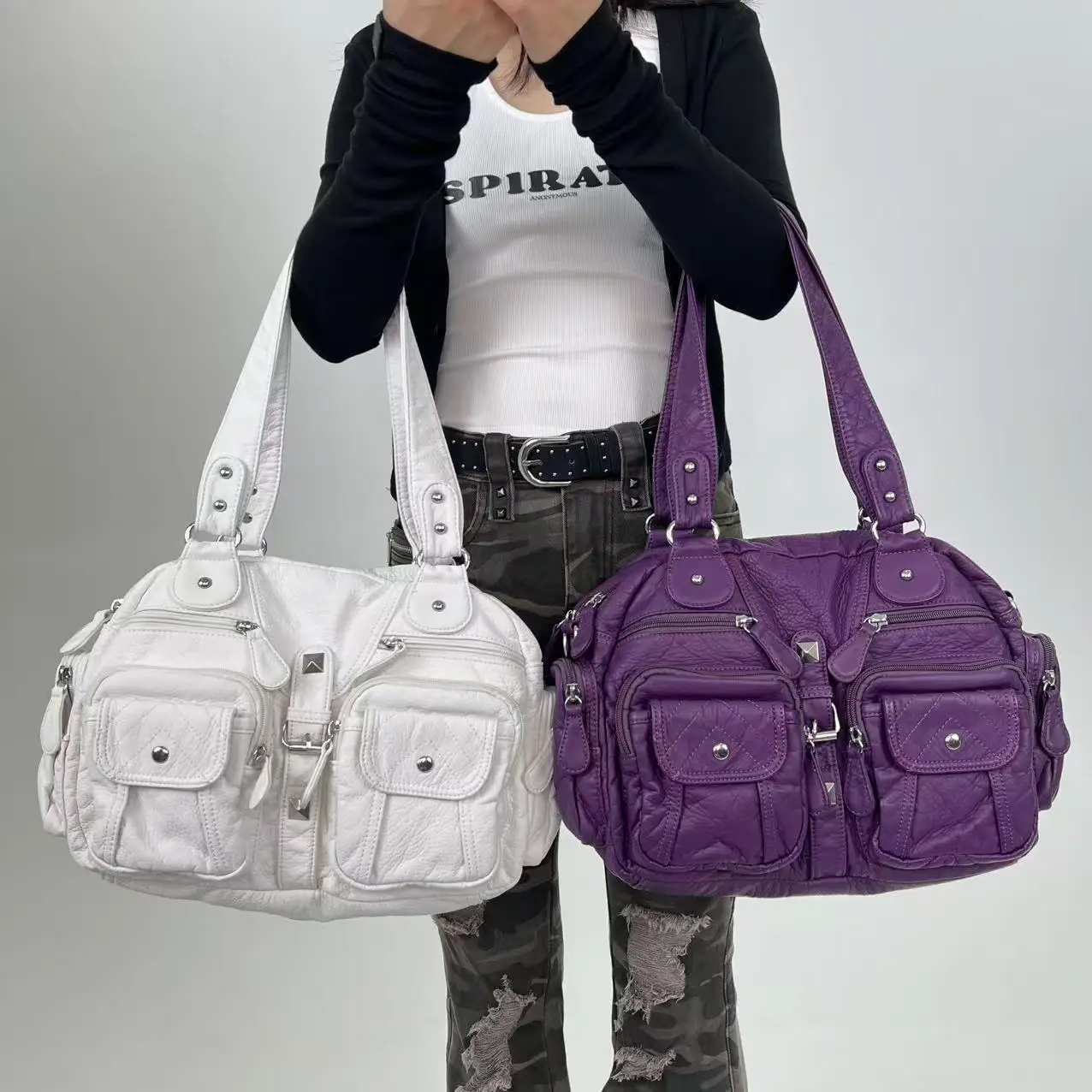 

Ladies' Fashion Maillard Millennium Vintage Tote Bag Large Capacity Multi Pocket Personalized Y2K Shoulder Bag