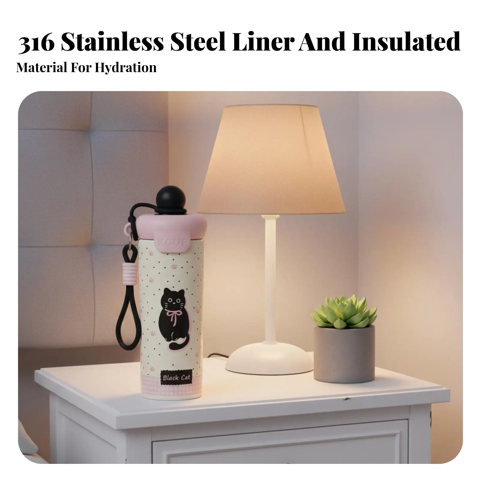 

Термос-кружка с мультяшным дизайном, из нержавеющей стали 316, с крышкой для студентов, портативный, унисекс, для улицы, современный дизайн