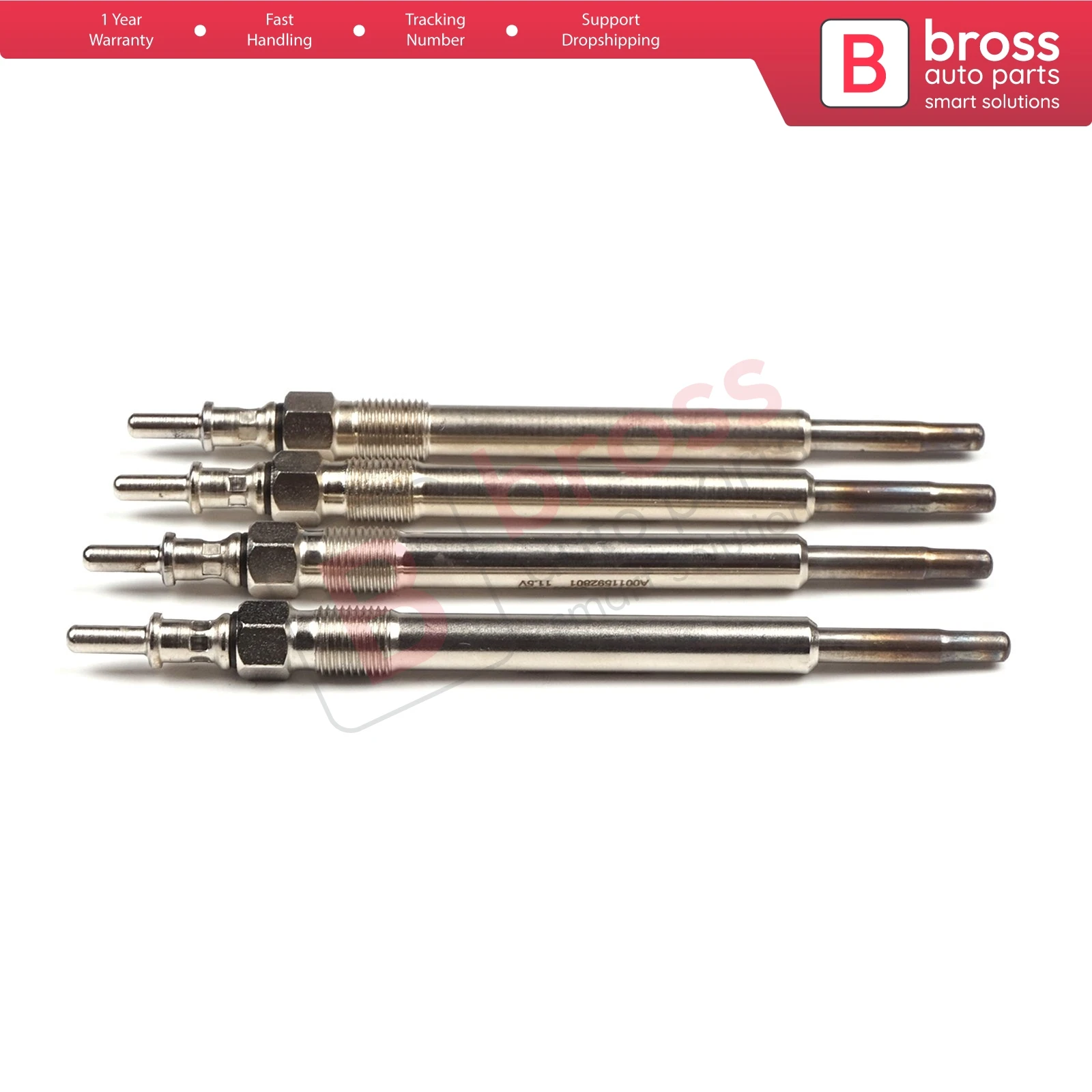 Bross Auto Parts BGP9-1 4 Pcs Heater Glow Plugs GX129, 80036, 0 250 202 045 for Mercedes Chrysler Cherokee Ship From Turkey