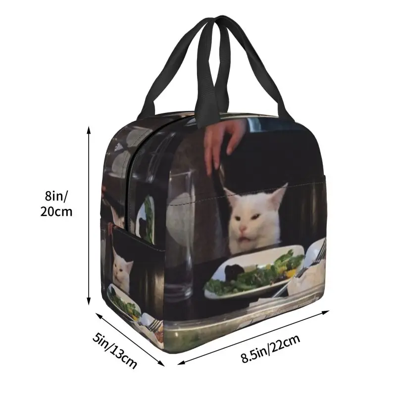 Insalata Cat Meme borse per il pranzo isolate per le donne Resuable Thermal Cooler Food Lunch Box Kids School Children