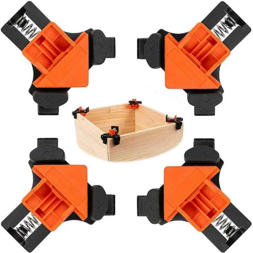 4pcs Fast Adjustable Quick Spring Loaded Woodworking Clamps 90 Degree Corner Clamps for Woodworking,Cabinets Photo Framing