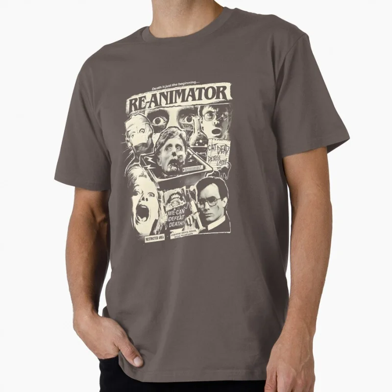 DOCTOR DEATH DEFEATED Re Animator 1985 Retro zombie horror movie Scary Halloween Gift T shirt Large size Tops printed clothes