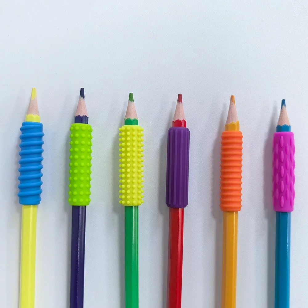 

12PCS Ergonomic Writing Aid Pen Grips Textured Surface Reusable Stress Reducing Pen Sleeve Non-slip Soft Silicone
