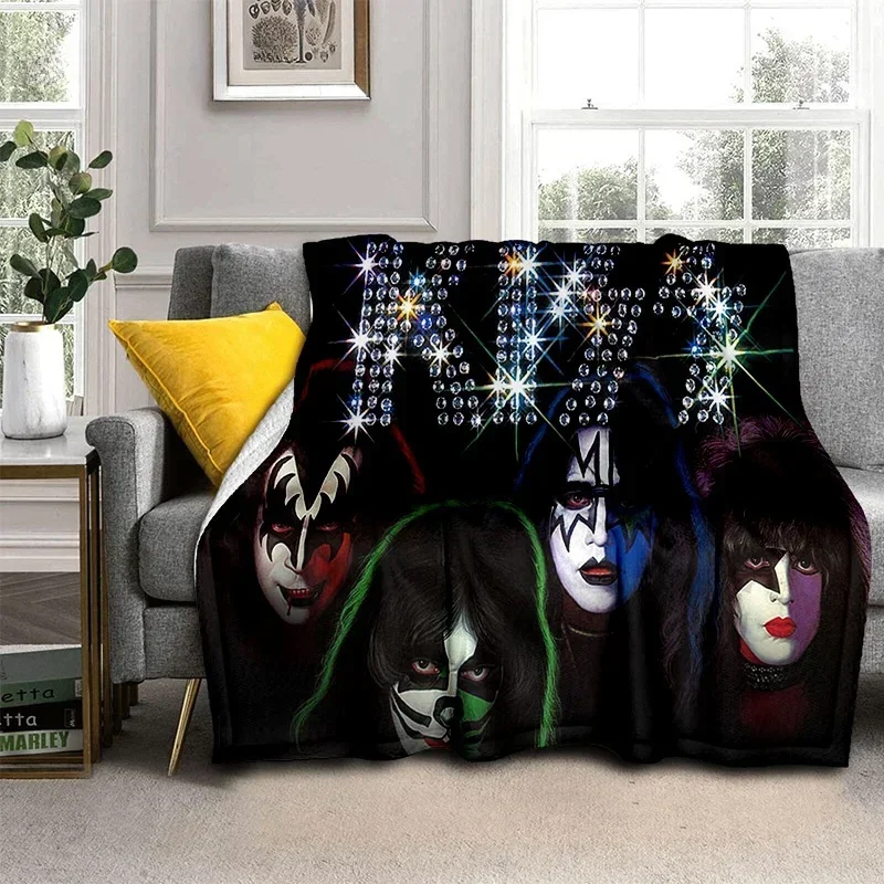 2026 Kiss Rock Heavy Metal Band Gene Paul Soft Flannel Blankets,Throw Blanket Comfortable Blanket For Picnic Beds Sofa Home Bedr