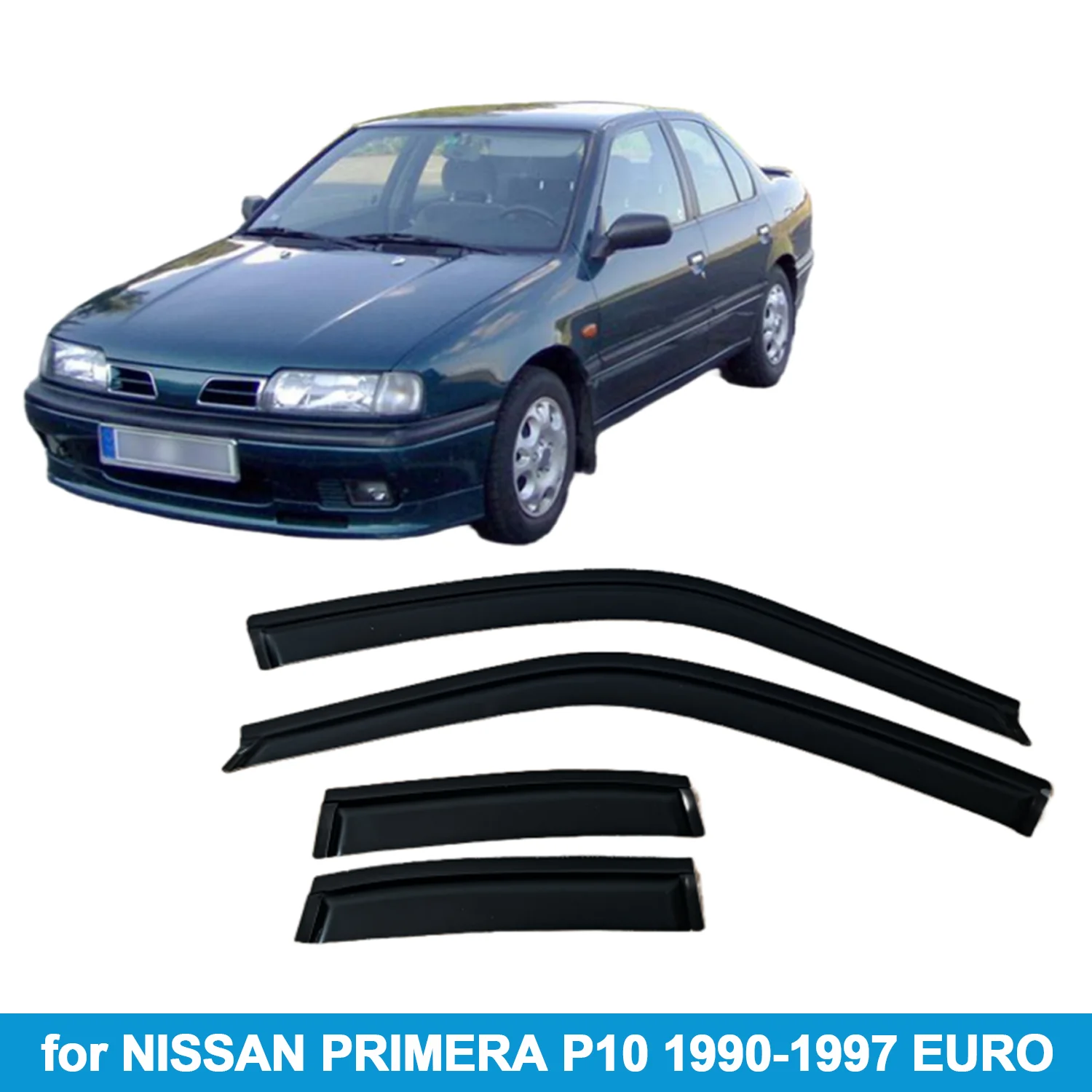 

Window Visor for NISSAN PRIMERA P10 1990-1997 EURO Rain Guard Side Vent Deflector Weathershield Outside-Mount Tape On