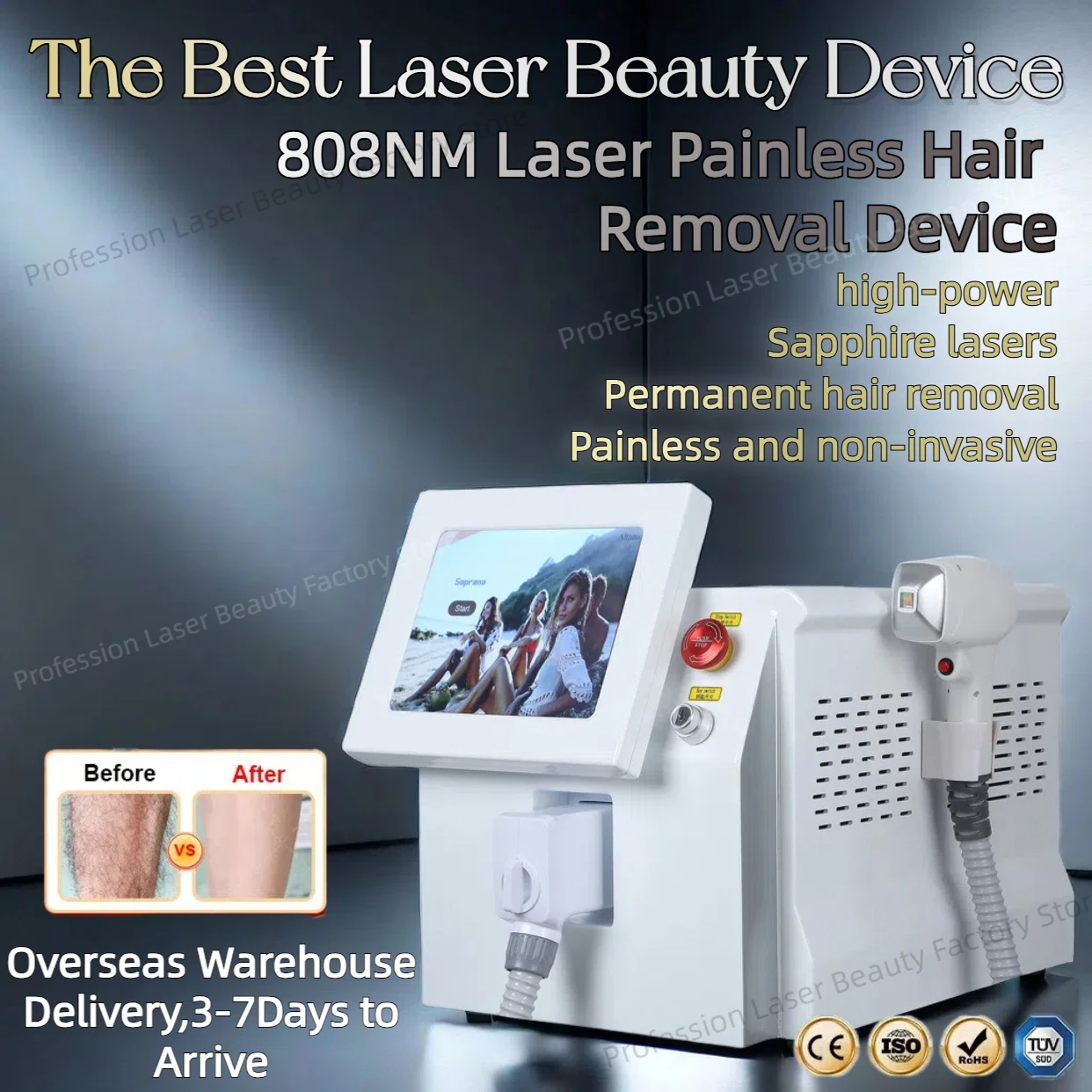 2024 808nm 755nm 1064nm Diode Laser Hair Removal Machine Alexandrit Permanent Removal Cooling Head Painless Laser Epilator