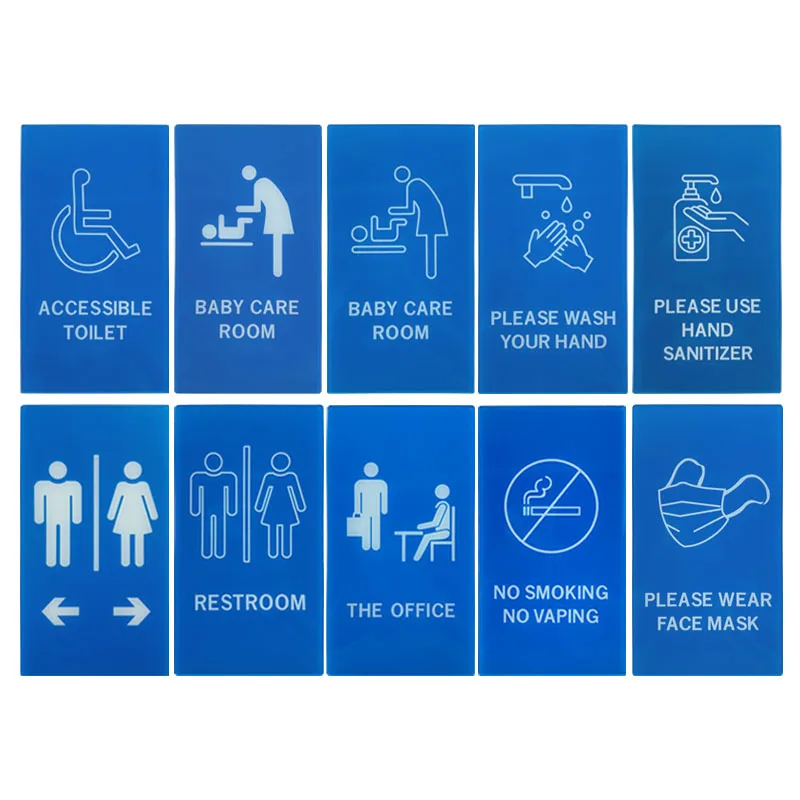 22*12cm Acrylic Restroom Sign No Smoking Save Water Custom Signage for Men Women Baby Changing Room