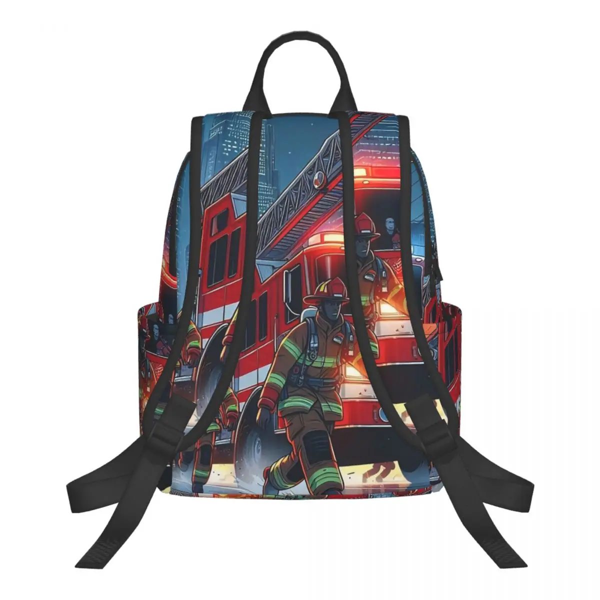 Firefighters Fireman Fire Engine Student Backpack School Bag Hiking Travel Daypack for Men Women Bookbag Shoulder Bags