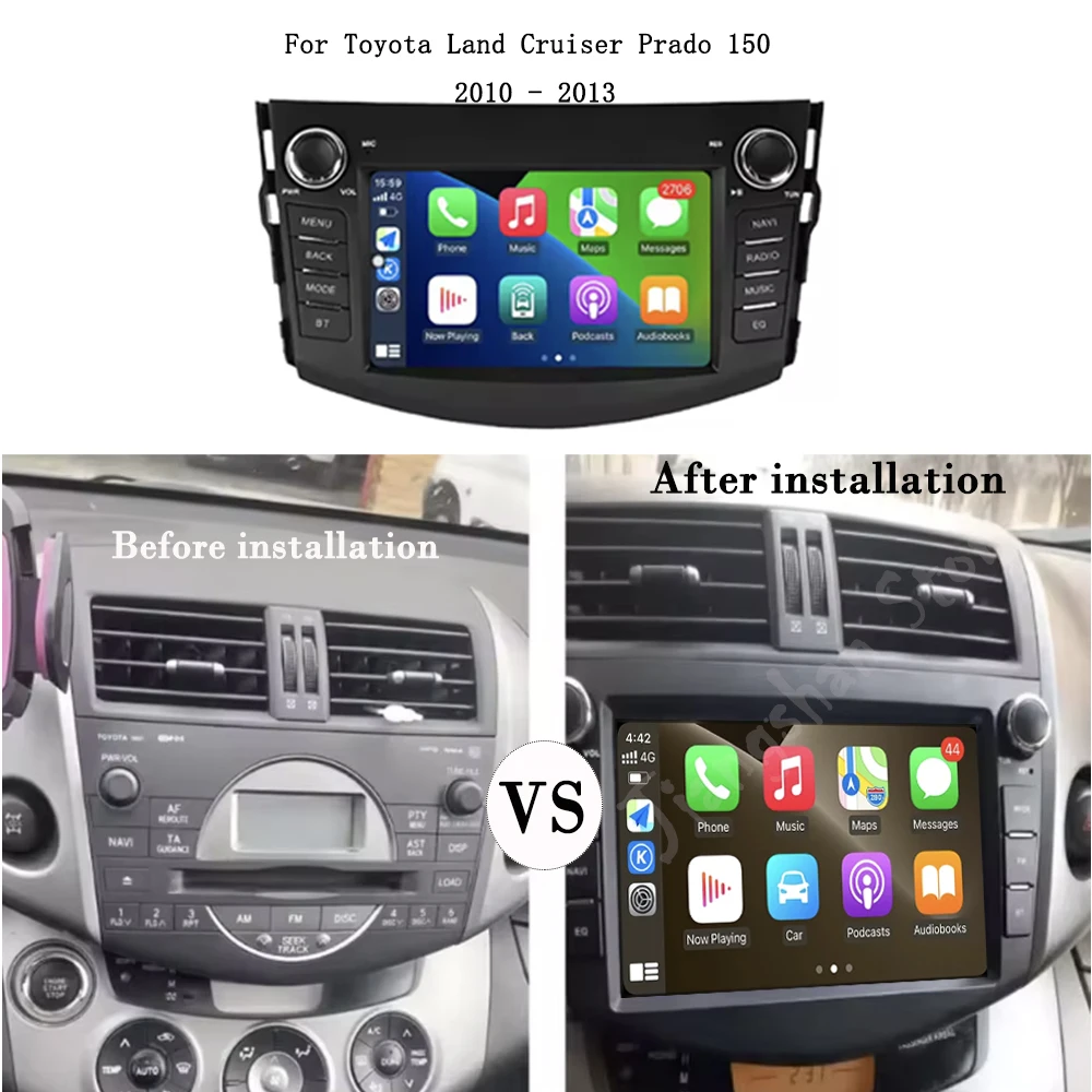 Android 16 For Toyota Land Cruiser Prado 150 2010 - 2013 GPS Navigation QLED Touch Screen Auto Tools Head Unit Cooling Fan