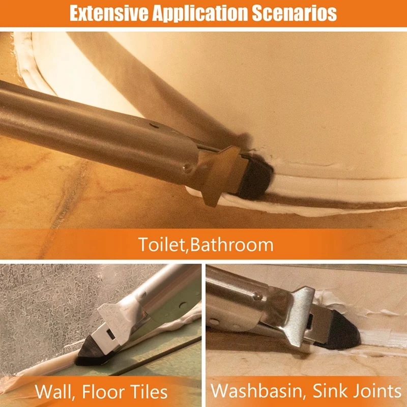 Outils de calfeutrage améliorés en acier inoxydable, outil de finition de mastic 4 en 1 avec 5 raclettes en silicone, outil de retrait de coulis, installation facile