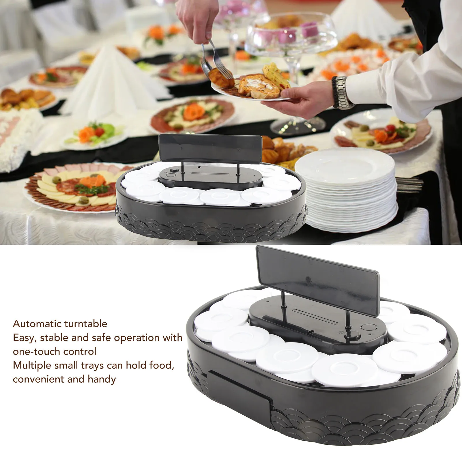 Rotary Sushi Machine Automatic Rotating Table Display Stand Swing Tray Turntable for Sushi Dessert Cupcake Rotary Sushi Machine