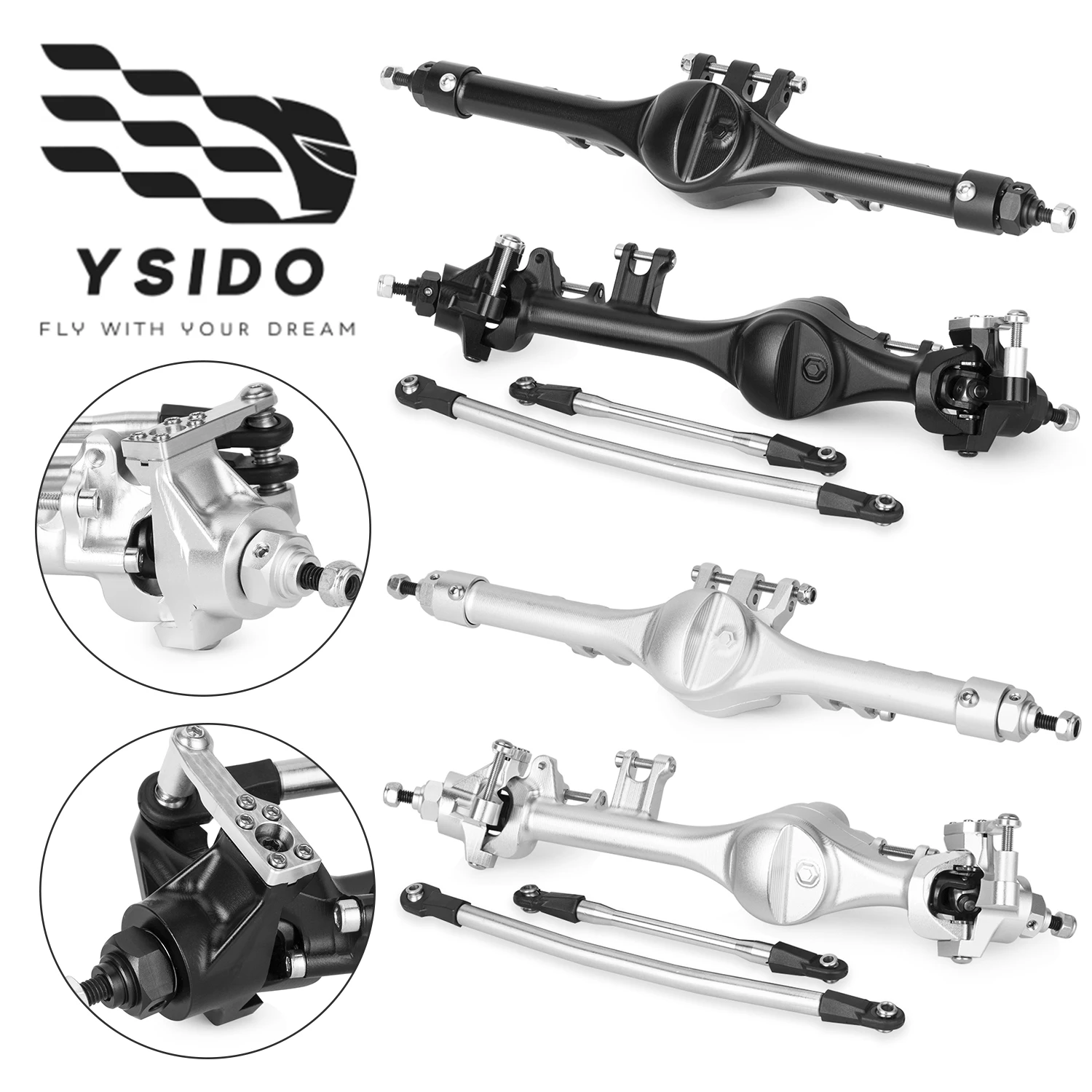 

Y​SIDO Aluminum Front Rear Straight Axle Complete F10T for 1/10 Axial SCX10 II Vanquish VS4-10 Phoenix RC Crawler Upgrade Parts