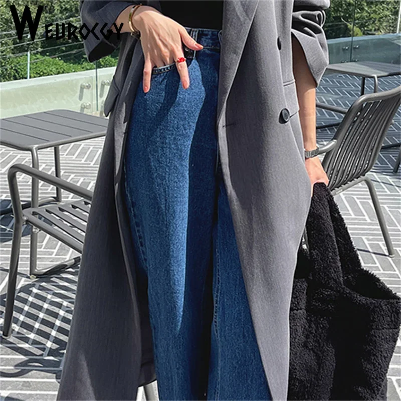 Women Jeans 2023 Autumn High Waist Soft Denim Lady Straight Pants Korean Edition Versatile Fashion Streetwear Wide Leg Jeans