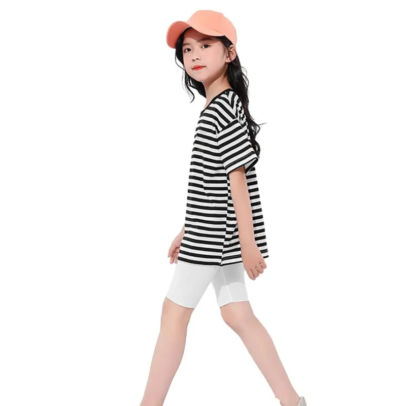 Girls\' Sports Pants Summer Thin Knee Length Kids Bottom Leggings Pants Solid Color Skinny Shorts Children\'s Shark Pant Shorts