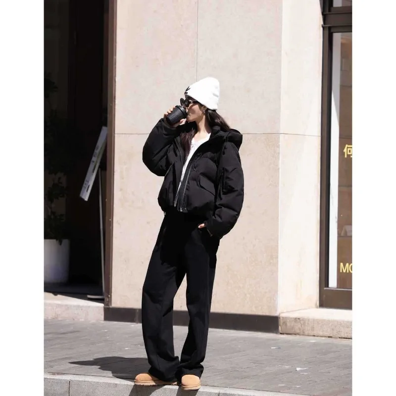 Women Winter  Elegant Sweet Zipper Pocket Cotton Clothes Loose Premium Niche Design Sense Short Thickened Small Practical Casual