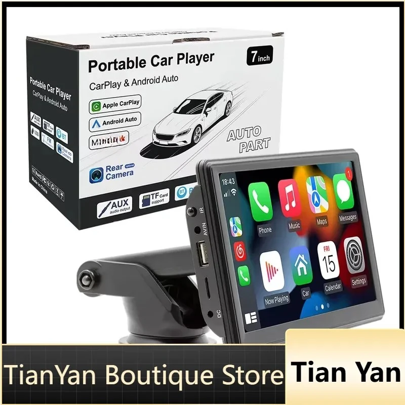 EE1 7 Inch IPS Touch Screen Car Radio with Wireless Carplay FM Transmitter Smart DVD Player Phone Connection Support with