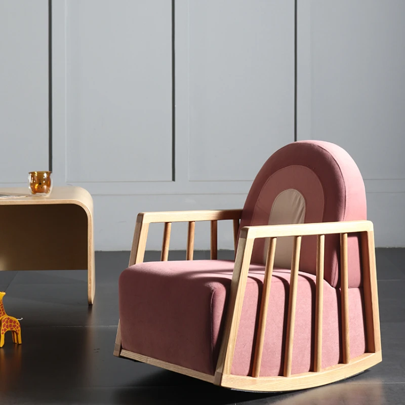 

Children's Sofa Seat Small Model Room Solid Wood Soft Bag Rocking Chair Home Living Room Baby Chair