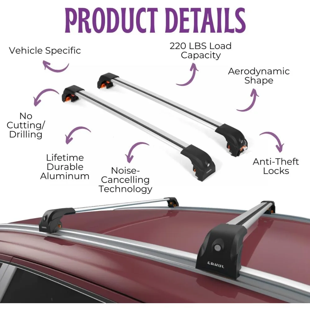 قضبان متقاطعة لرف السقف شديدة التحمل لميتسوبيشي أوتلاندر 2022-2025 (غير مناسبة لرياضة أوتلاندر) | 220 رطل ايرو ألومنيوم C #5