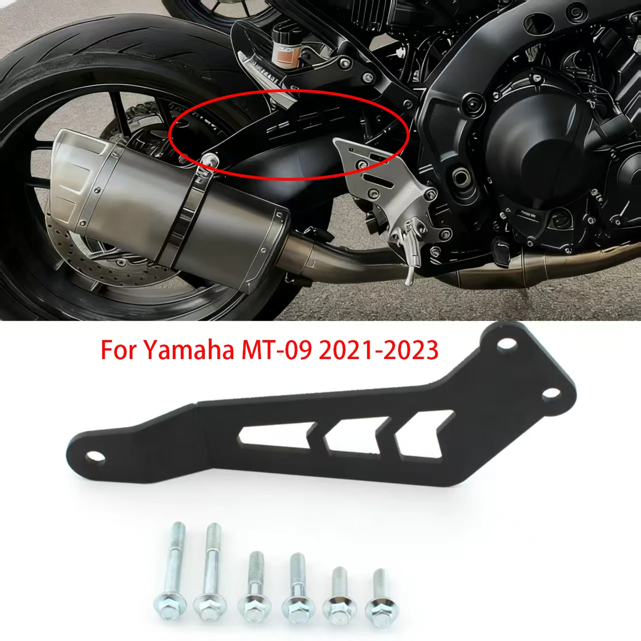 

For Yamaha MT-09 MT-09SP FZ09 MT09 2021-2023 Motorcycle Exhaust Hanger Support Bracket Rear Foot Peg Removes Blanking Plate
