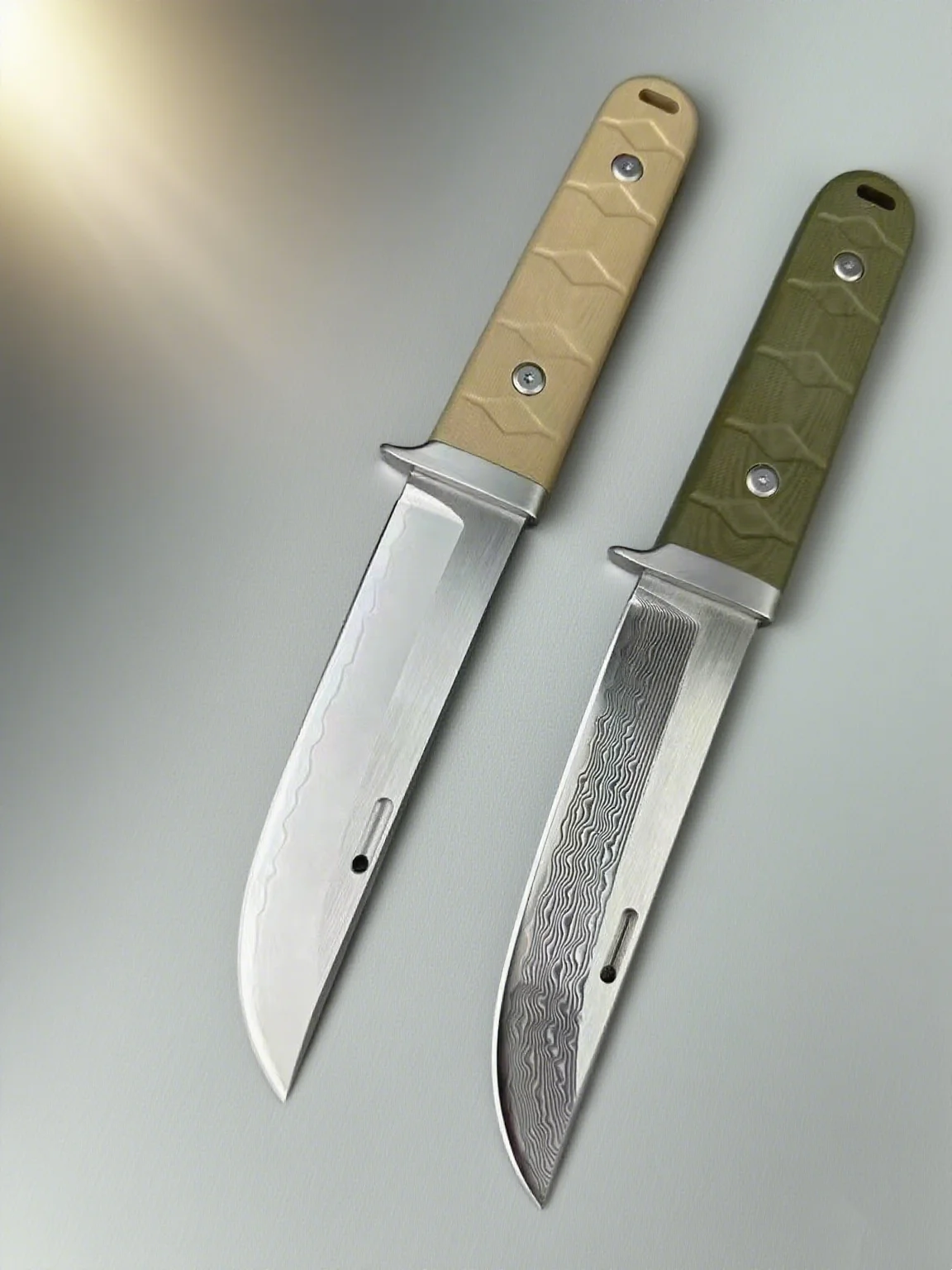 

High-end pure hand-forged straight knife, mirror-polished blade, outdoor knife G10, sharp handle, fruit knife