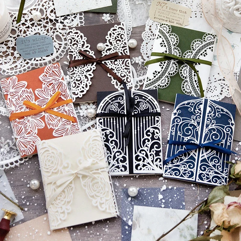 30pcs Lace Hem Series Paper Pad Hollow Vintage Lace Journal Collage Decoration 6 Styles Cute Decoration