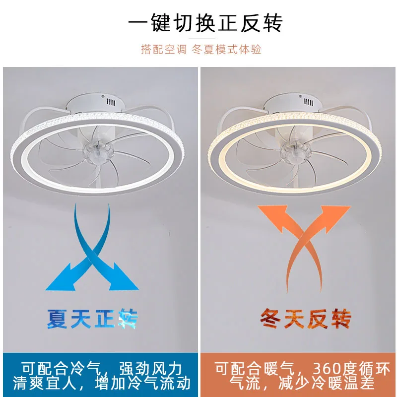 Full Spectrum Eye Protection Fan Lamp Dining Room Bedroom Study Light Luxury and Simplicity Wind LED Ceiling Integrated Fan Lamp