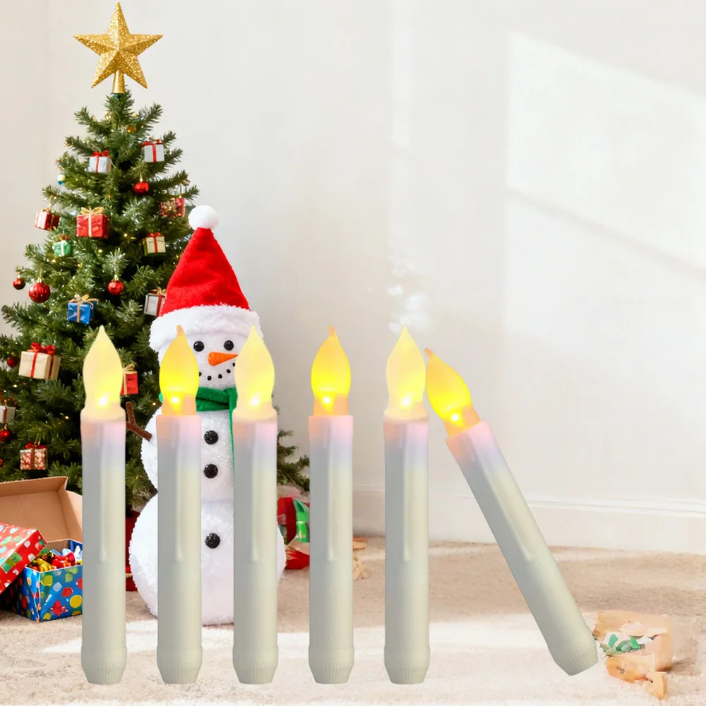 LED Taper Candle Lights, 6pcs Flameless Floating Candles Battery Operated Window Candles LED Taper Handheld Candlesticks