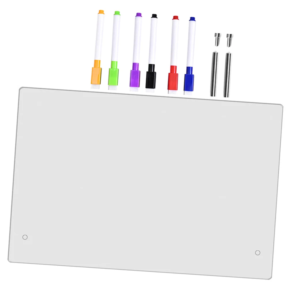 Calendriers d'écriture de bureau en acrylique transparent, tableau effaçable à sec, mémo avec stylo, table, bureau