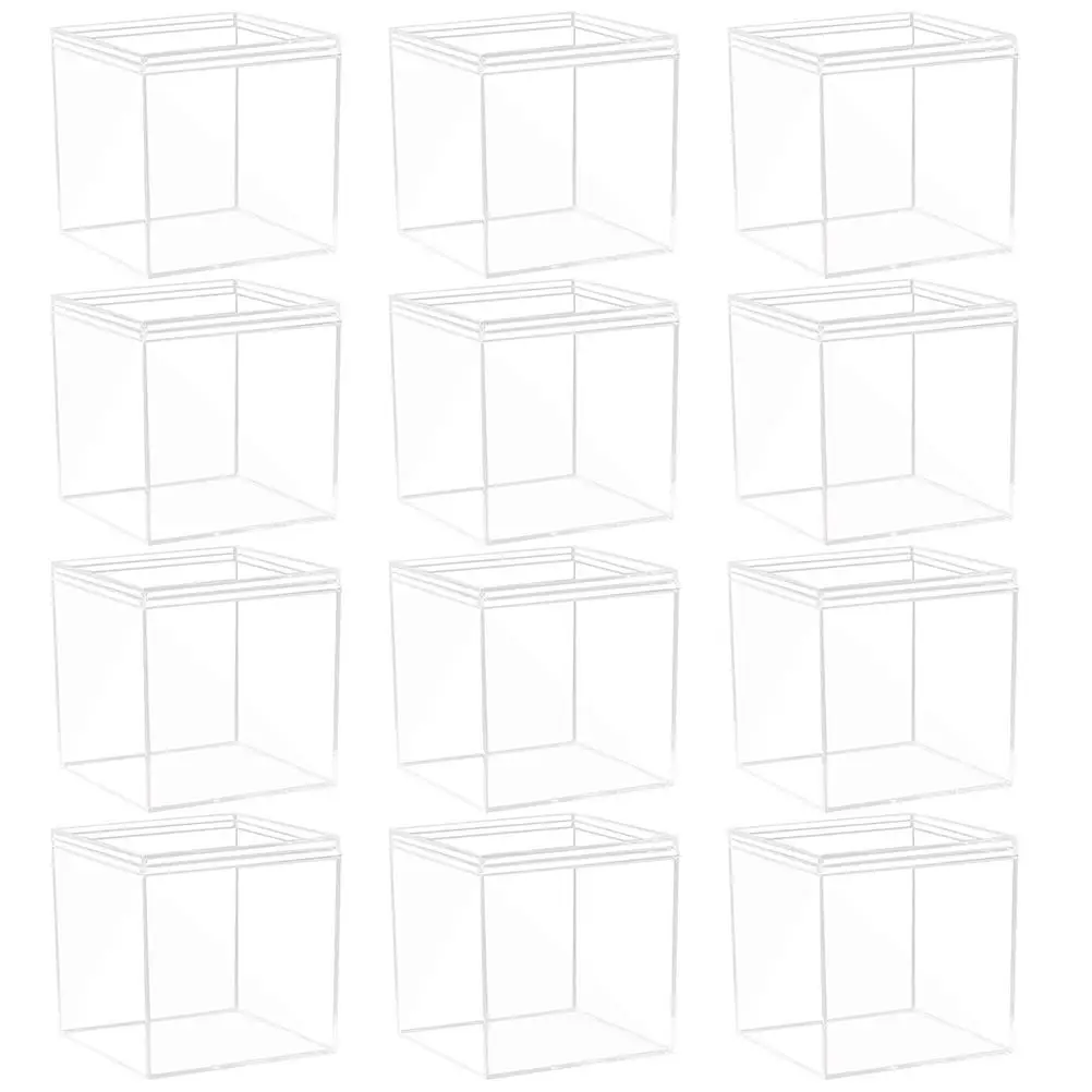 

12 Pcs Storage Box Decoration Cube Candy Mini Display Square Jewelry Container Plastic Case Transparent Gifts Packaging Boxes