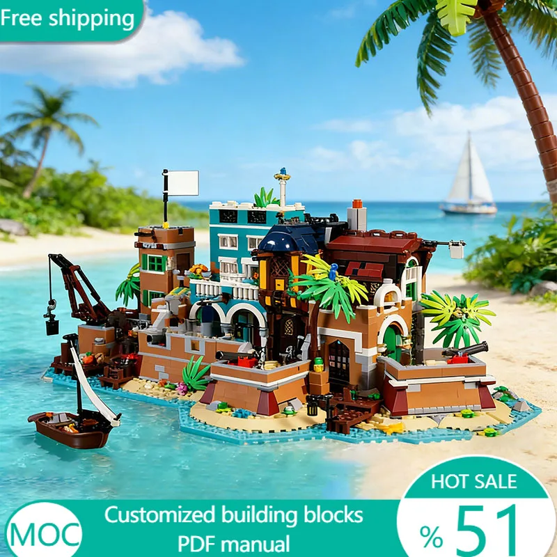 

3247 PCS Medieval The Port of Nassau MOC Customize Modular Building Block Brick Technology Creative DIY Boys Toy Christmas Gift