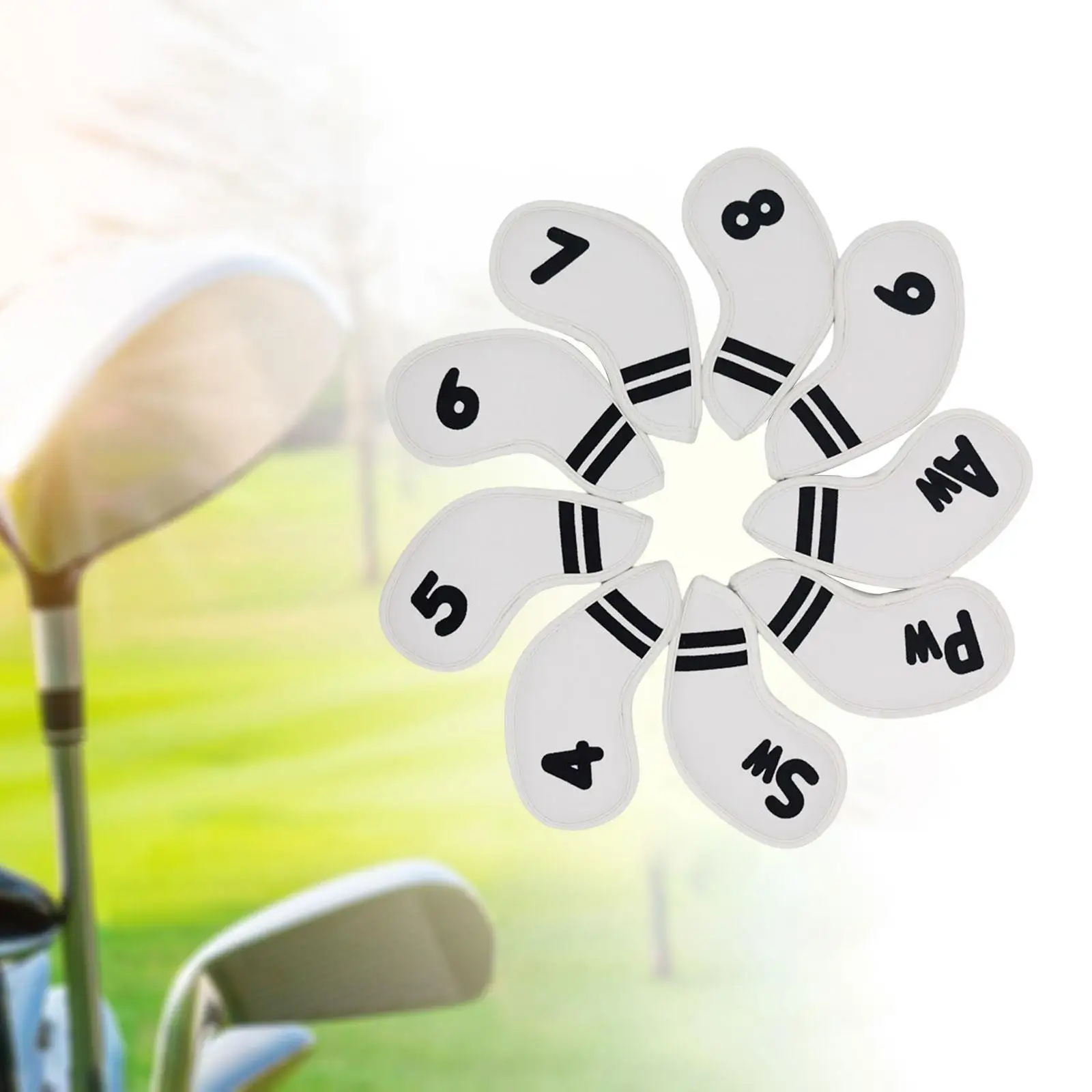 

9 Pcs Golf Head Covers PU Leather Golf Club HeadCover Sleeve Number Embroideried Golf Accessories for Men Women Outdoor Sports