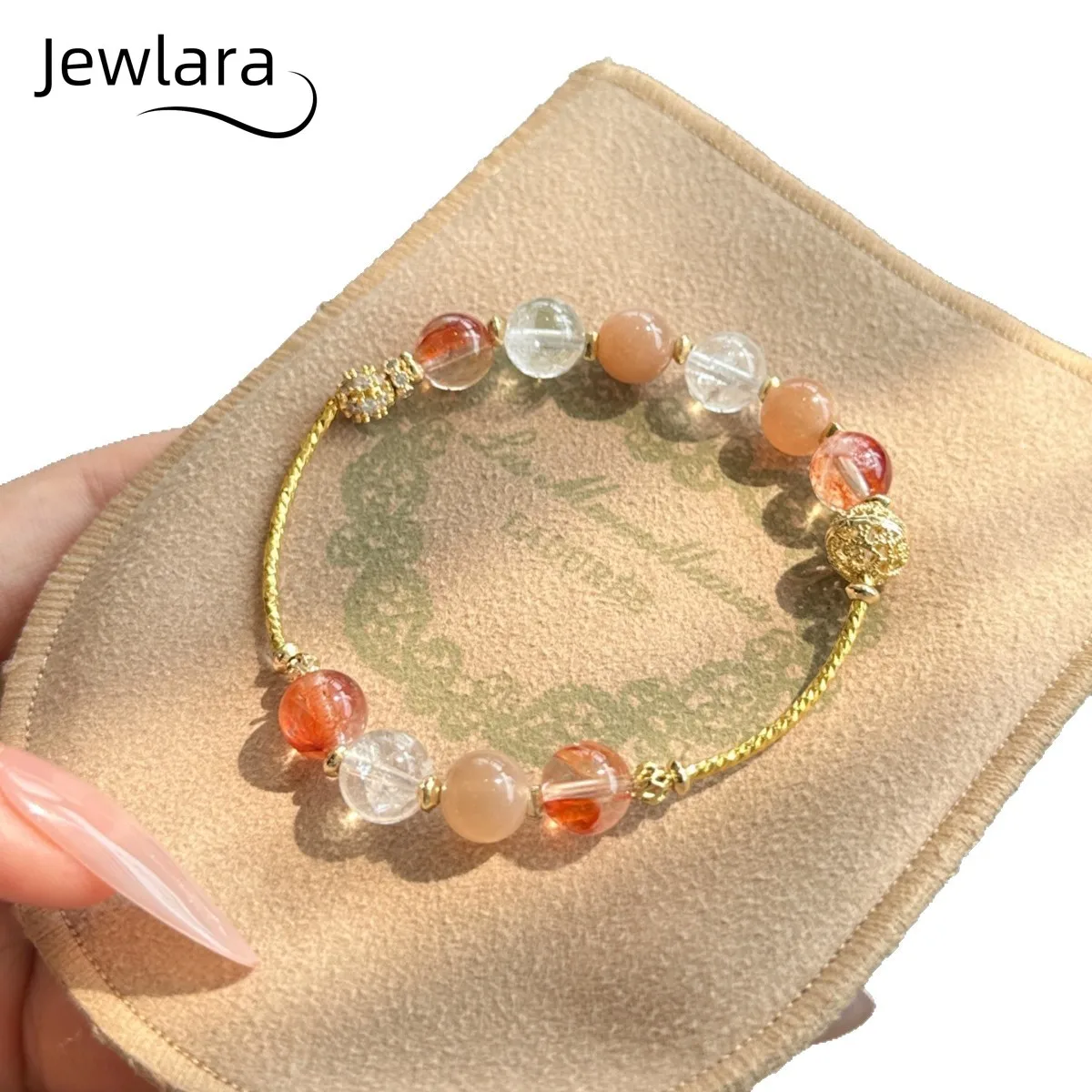 

Ювелирные изделия Jewlara, натуральный красный клей, цветок, белый кристалл, оранжевый браслет с лунным светом, кристалл кои